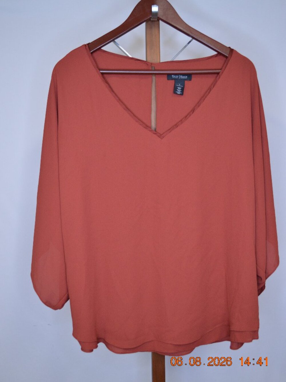 White House Black Market Women’s Large Rust Oversized Flow Blouse